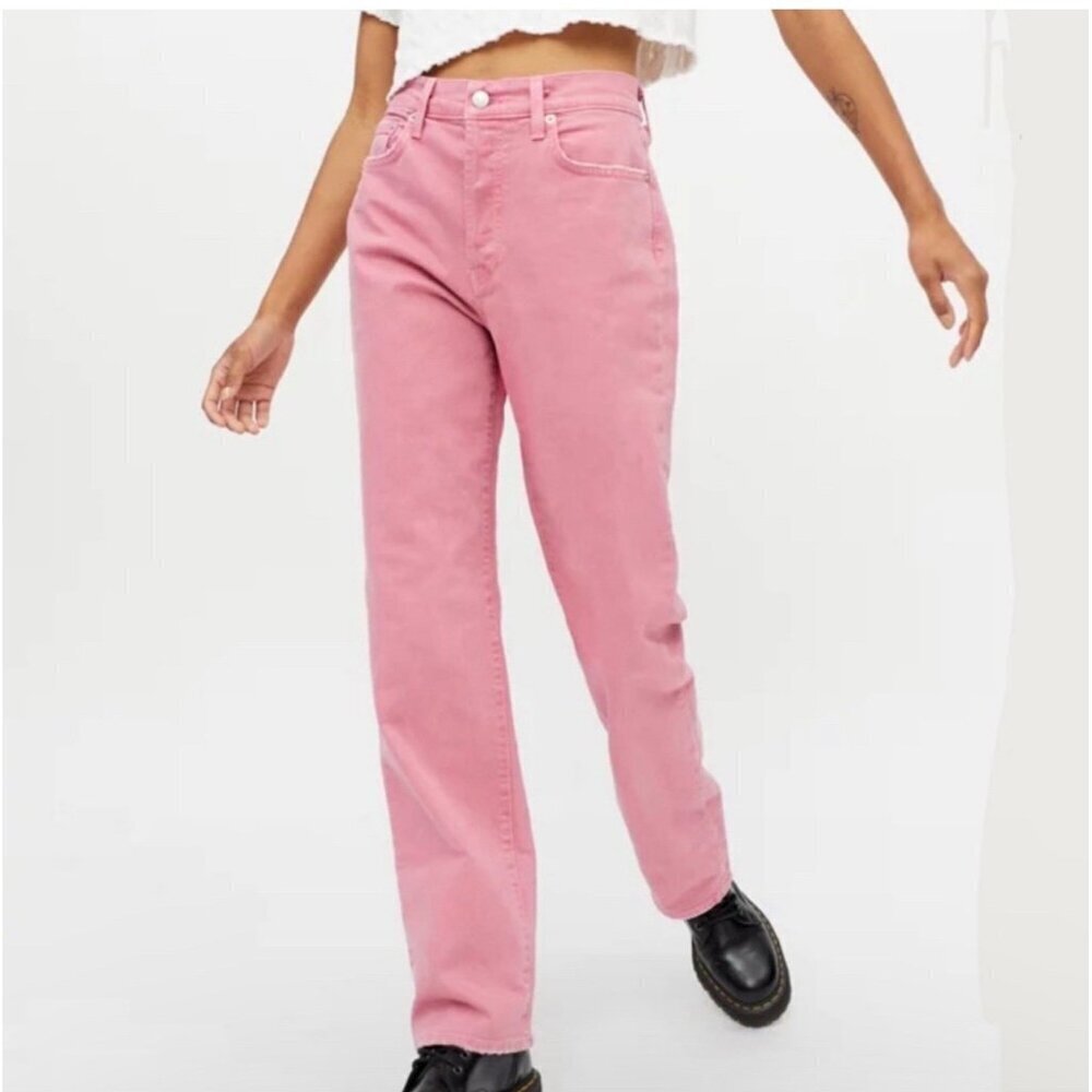 Pistola Cassie Super Hi Rise Button Fly Raw Hem Straight Jeans  26 NWT Read